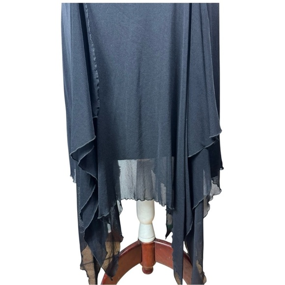 Vintage Y2K Caché Size 8 Black Ruched Handkerchief Hem Midi Dress Whimsigoth - Picture 4 of 6